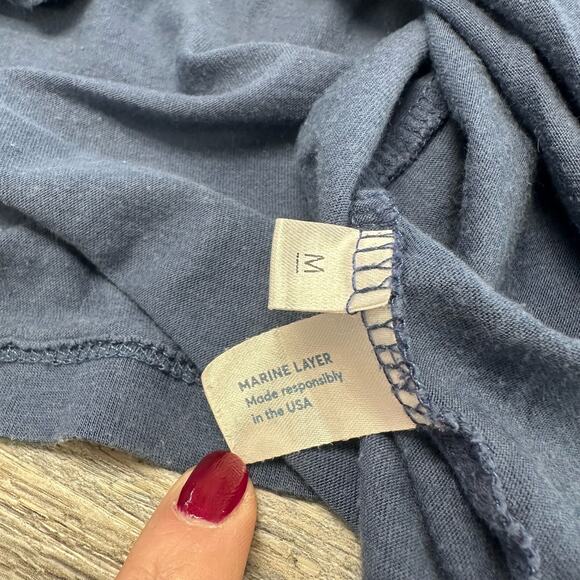 Marine Layer T-Shirt Turn River Capital Blue Mens L Crewneck Lightweight USA - Picture 6 of 9